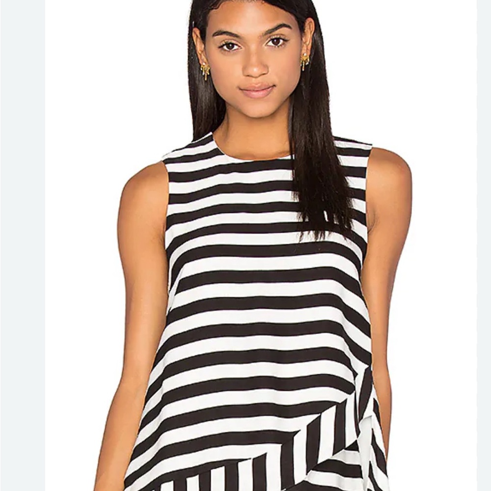TY LR Black and White Striped linen Women's Top